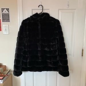 NWT Reversible Faux Fur Puffer Jacket
